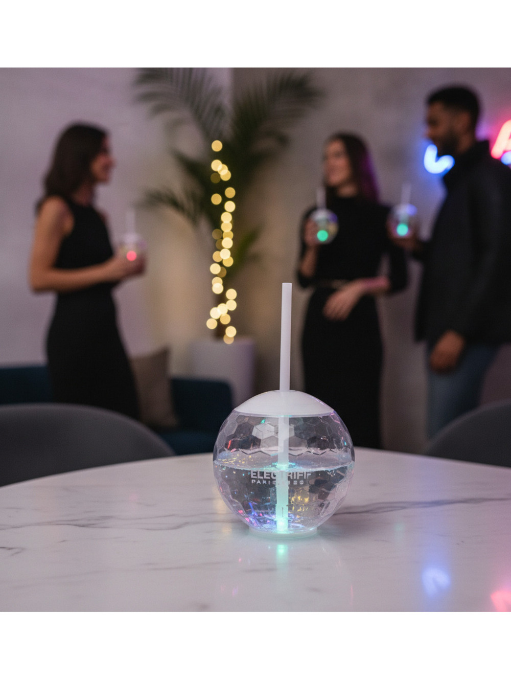 Paris Hilton Electrify Disco Ball Tumbler Light-Up Party Cup Tumbler With Straw